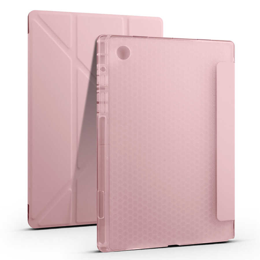 Galaxy Tab A8 10.5 SM-X200 (2021) Kılıf Zore Tri Folding Kalem Bölmeli Standlı Kılıf Rose Gold