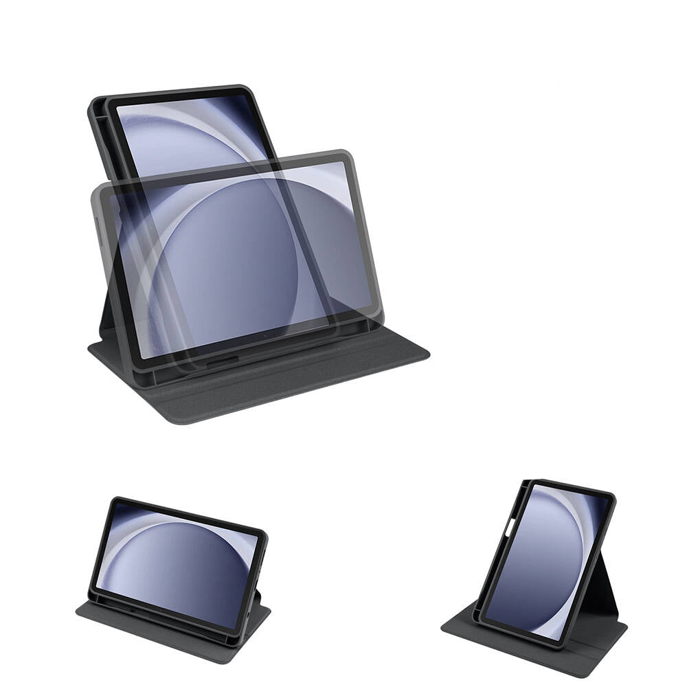 Galaxy Tab A9 Kılıf Zore Termik Kalem Bölmeli Dönebilen Standlı Kılıf Mavi