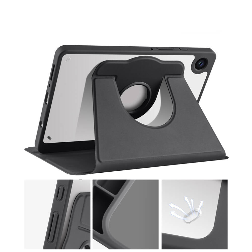 Galaxy Tab A9 Kılıf Zore Termik Kalem Bölmeli Dönebilen Standlı Kılıf Pembe