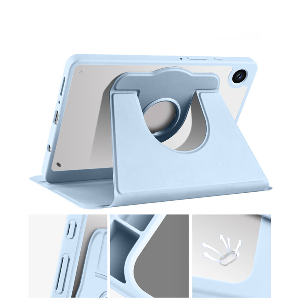 Galaxy Tab A9 Kılıf Zore Termik Kalem Bölmeli Dönebilen Standlı Kılıf Lacivert