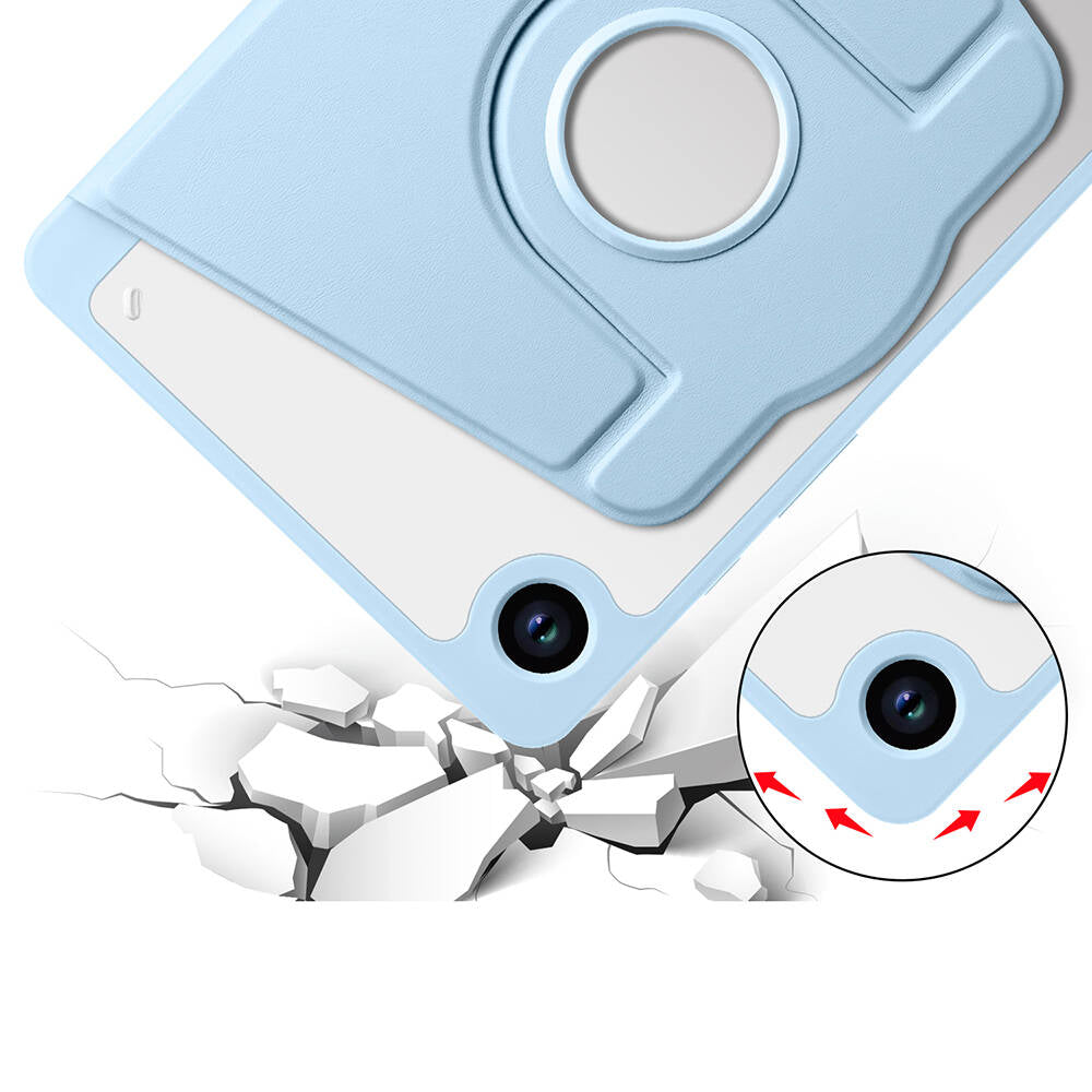 Galaxy Tab A9 Kılıf Zore Termik Kalem Bölmeli Dönebilen Standlı Kılıf Lacivert