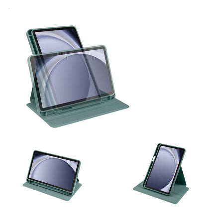 Galaxy Tab A9 Kılıf Zore Termik Kalem Bölmeli Dönebilen Standlı Kılıf Koyu Yeşil