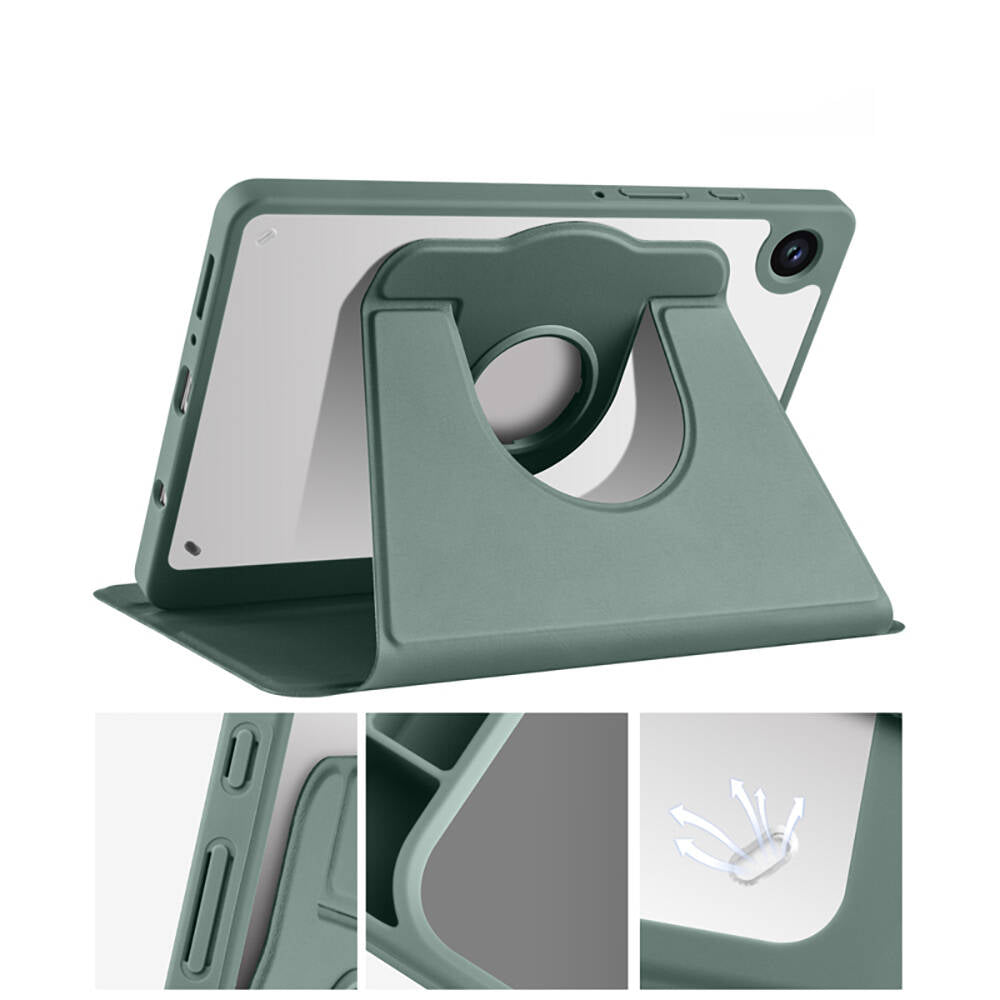 Galaxy Tab A9 Kılıf Zore Termik Kalem Bölmeli Dönebilen Standlı Kılıf Pembe