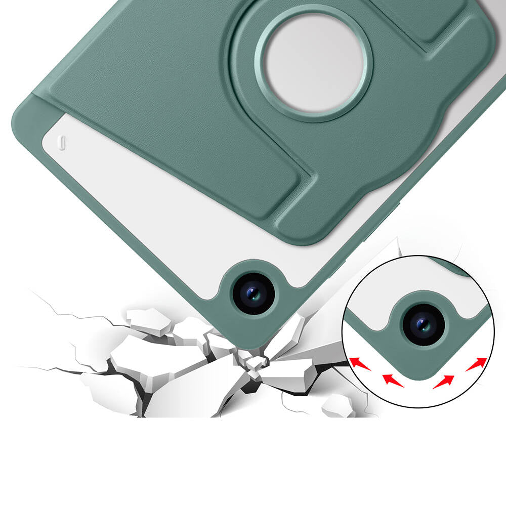 Galaxy Tab A9 Kılıf Zore Termik Kalem Bölmeli Dönebilen Standlı Kılıf Açık Yeşil