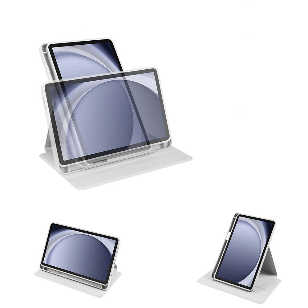 Galaxy Tab A9 Kılıf Zore Termik Kalem Bölmeli Dönebilen Standlı Kılıf Mavi