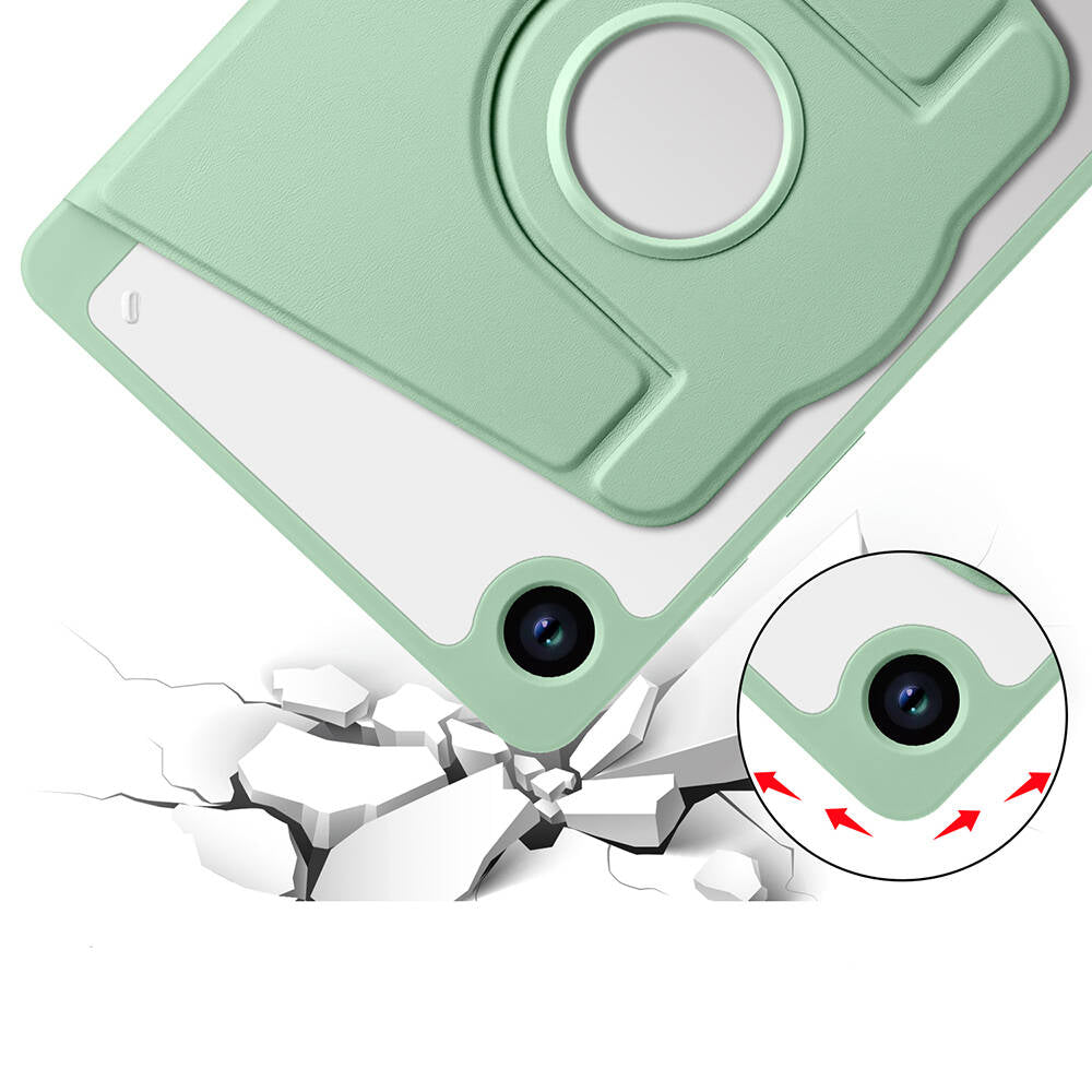 Galaxy Tab A9 Kılıf Zore Termik Kalem Bölmeli Dönebilen Standlı Kılıf Açık Yeşil