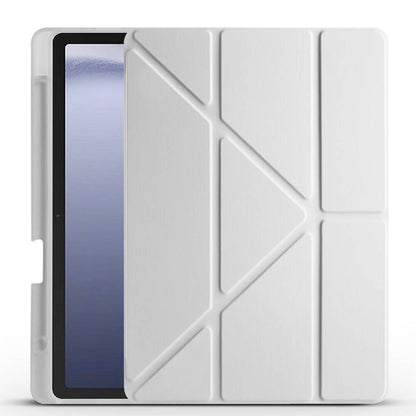 Galaxy Tab A9 Kılıf Zore Tri Folding Kalem Bölmeli Standlı Kılıf Gri
