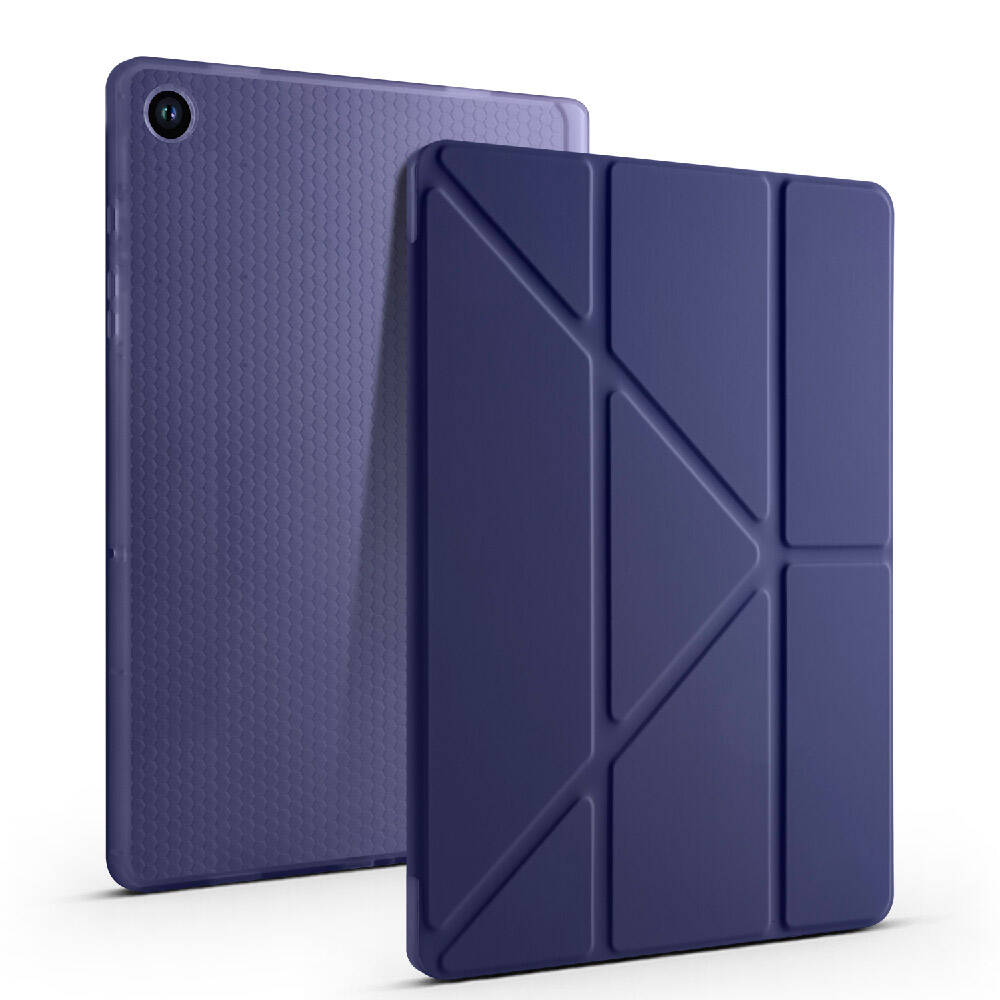 Galaxy Tab A9 Kılıf Zore Tri Folding Kalem Bölmeli Standlı Kılıf Mavi