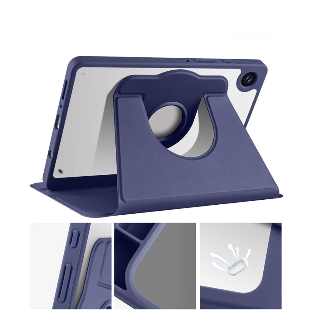 Galaxy Tab A9 Plus Kılıf Zore Termik Kalem Bölmeli Dönebilen Standlı Kılıf Pembe