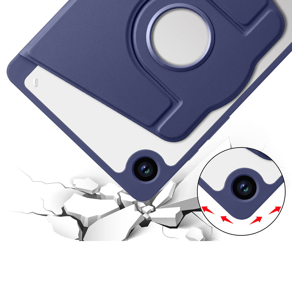 Galaxy Tab A9 Plus Kılıf Zore Termik Kalem Bölmeli Dönebilen Standlı Kılıf Lavendery Gray