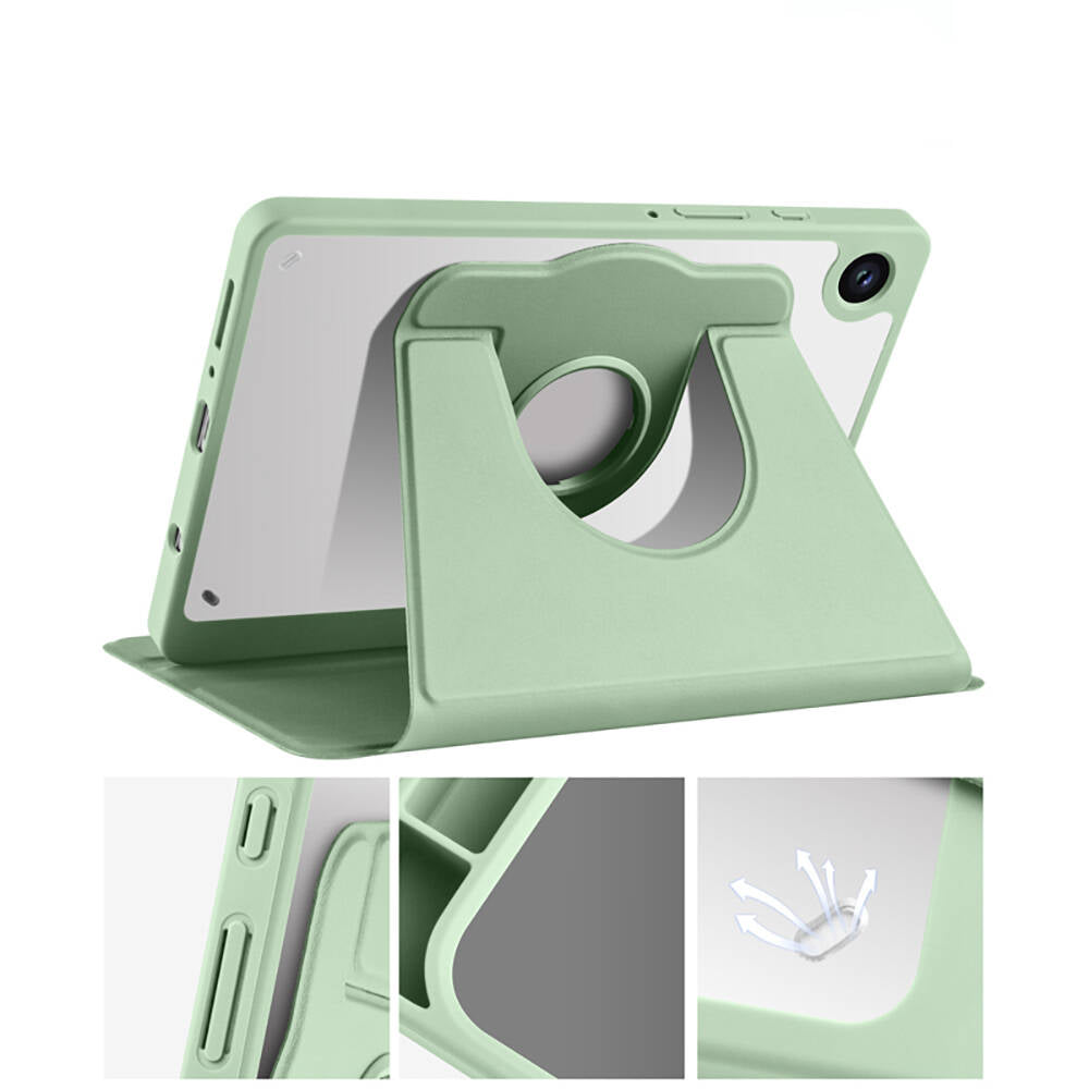 Galaxy Tab A9 Plus Kılıf Zore Termik Kalem Bölmeli Dönebilen Standlı Kılıf Lavendery Gray