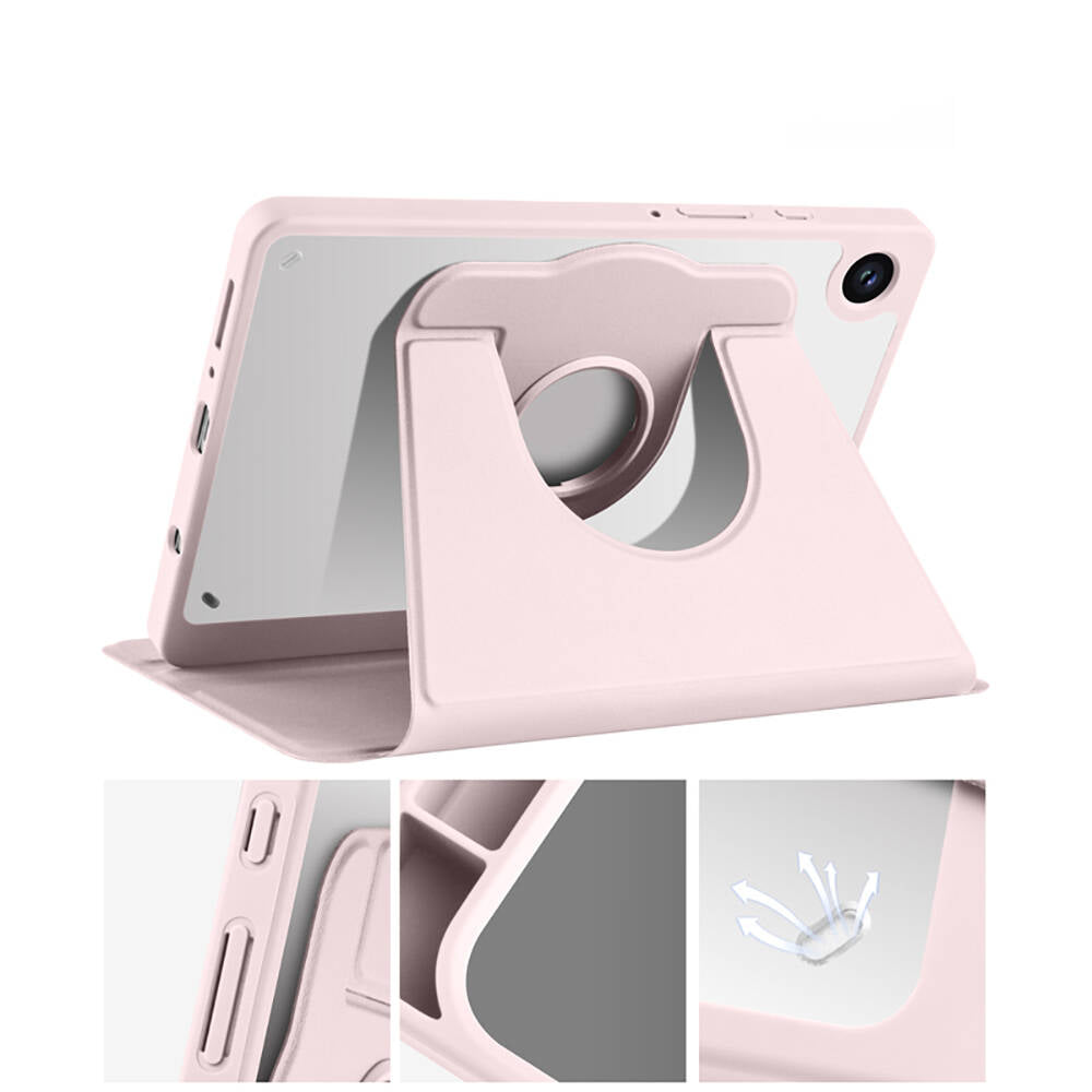 Galaxy Tab A9 Plus Kılıf Zore Termik Kalem Bölmeli Dönebilen Standlı Kılıf Gri