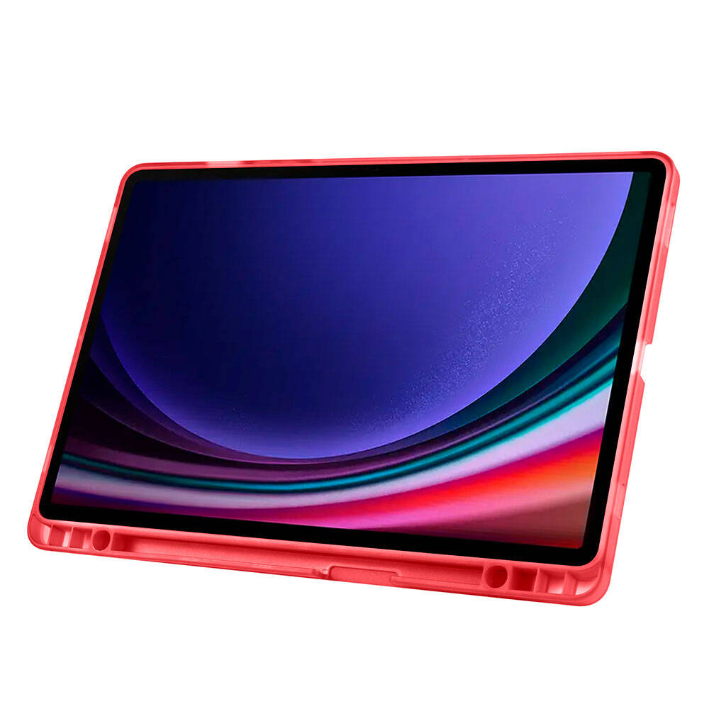 Galaxy Tab S10 FE Kılıf Zore Tri Folding Kalem Bölmeli Standlı Kılıf Açık Yeşil