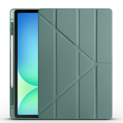 Galaxy Tab S10 FE Plus Kılıf Zore Tri Folding Kalem Bölmeli Standlı Kılıf Mavi