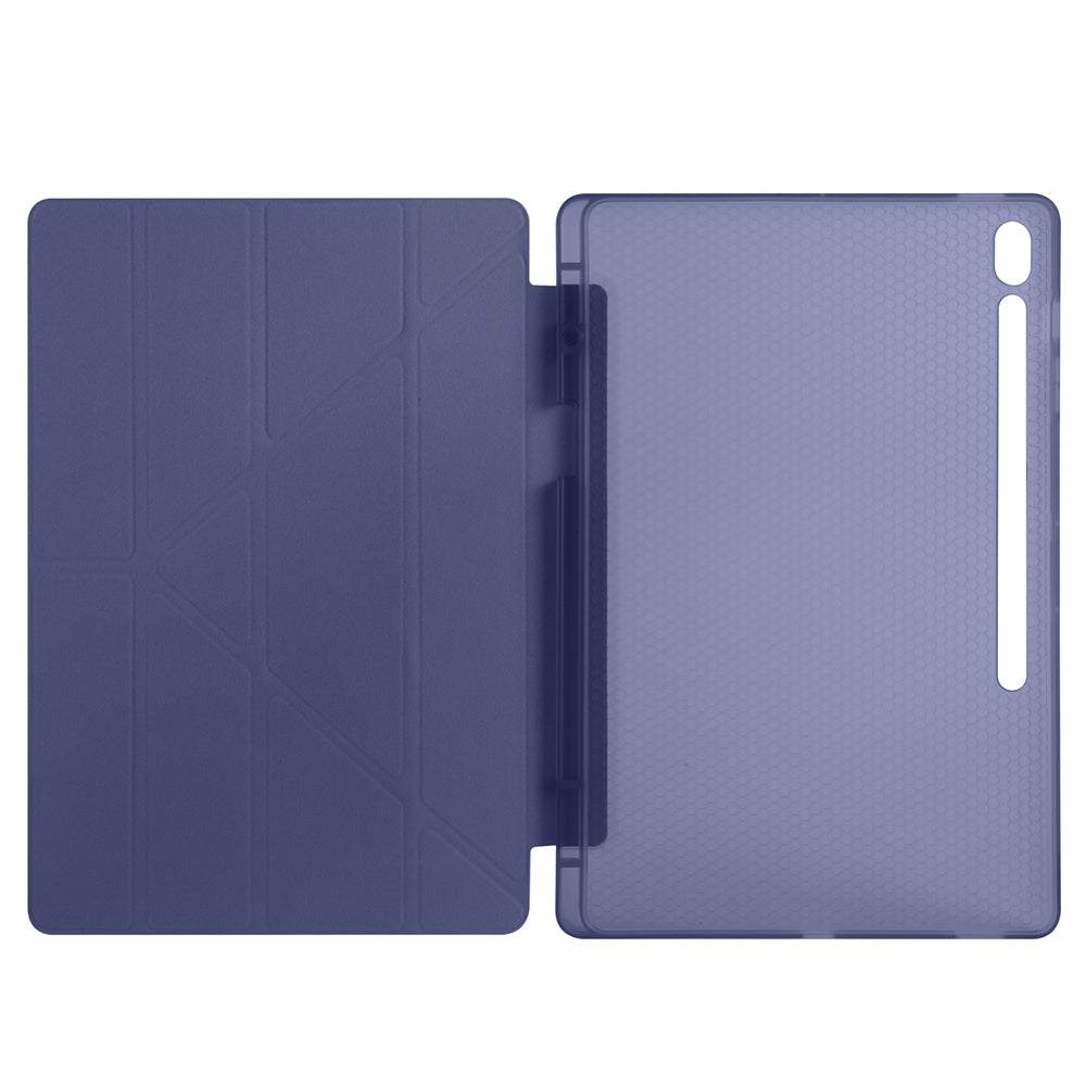 Galaxy Tab S10 FE Plus Kılıf Zore Tri Folding Kalem Bölmeli Standlı Kılıf Lacivert