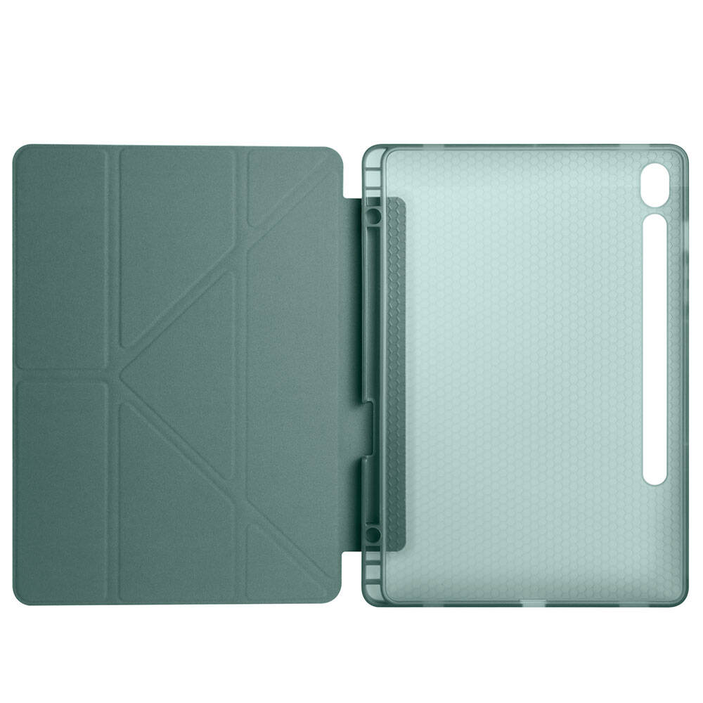 Galaxy Tab S10 Lite Kılıf Zore Tri Folding Kalem Bölmeli Standlı Kılıf Mavi