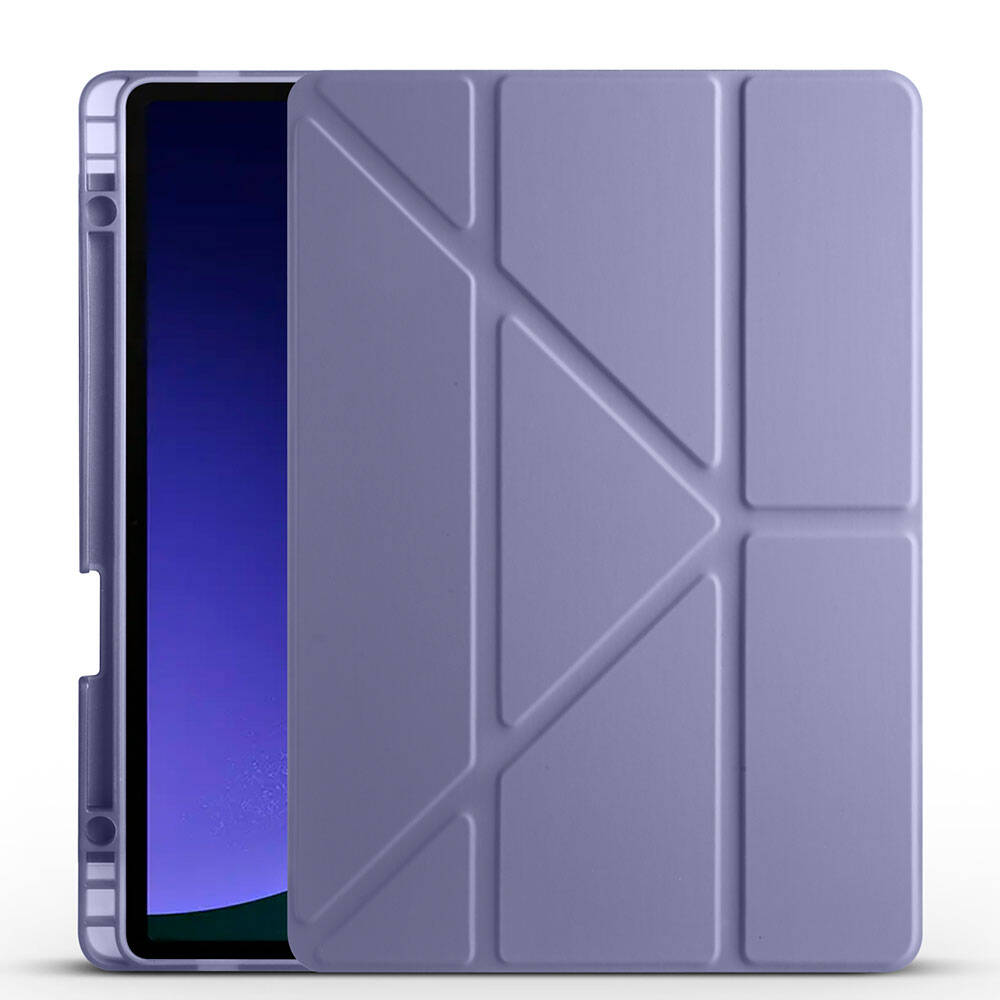 Galaxy Tab S10 Lite Kılıf Zore Tri Folding Kalem Bölmeli Standlı Kılıf Mor