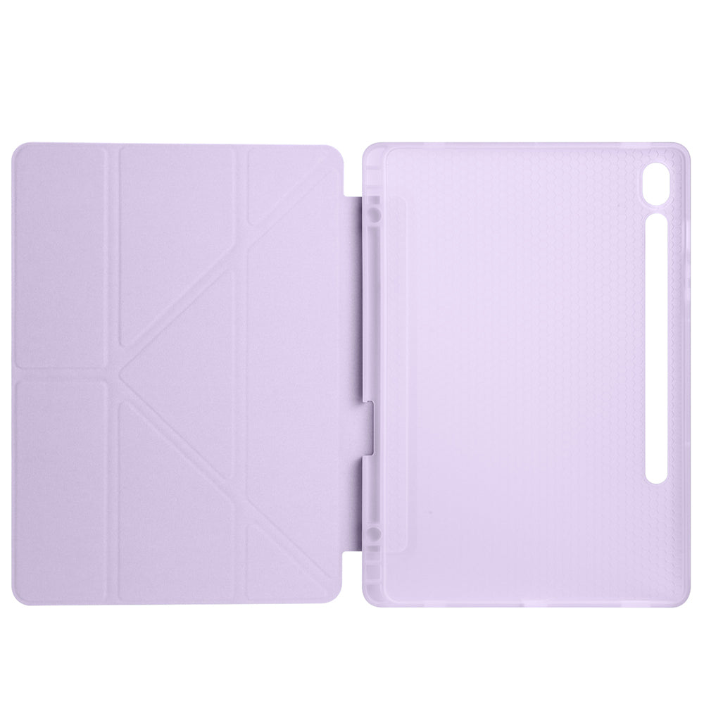 Galaxy Tab S10 Lite Kılıf Zore Tri Folding Kalem Bölmeli Standlı Kılıf Lila
