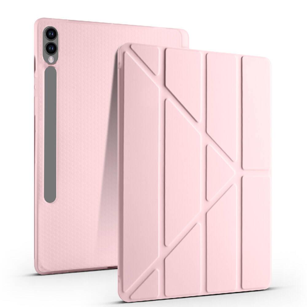 Galaxy Tab S10 Plus Kılıf Zore Tri Folding Kalem Bölmeli Standlı Kılıf Rose Gold