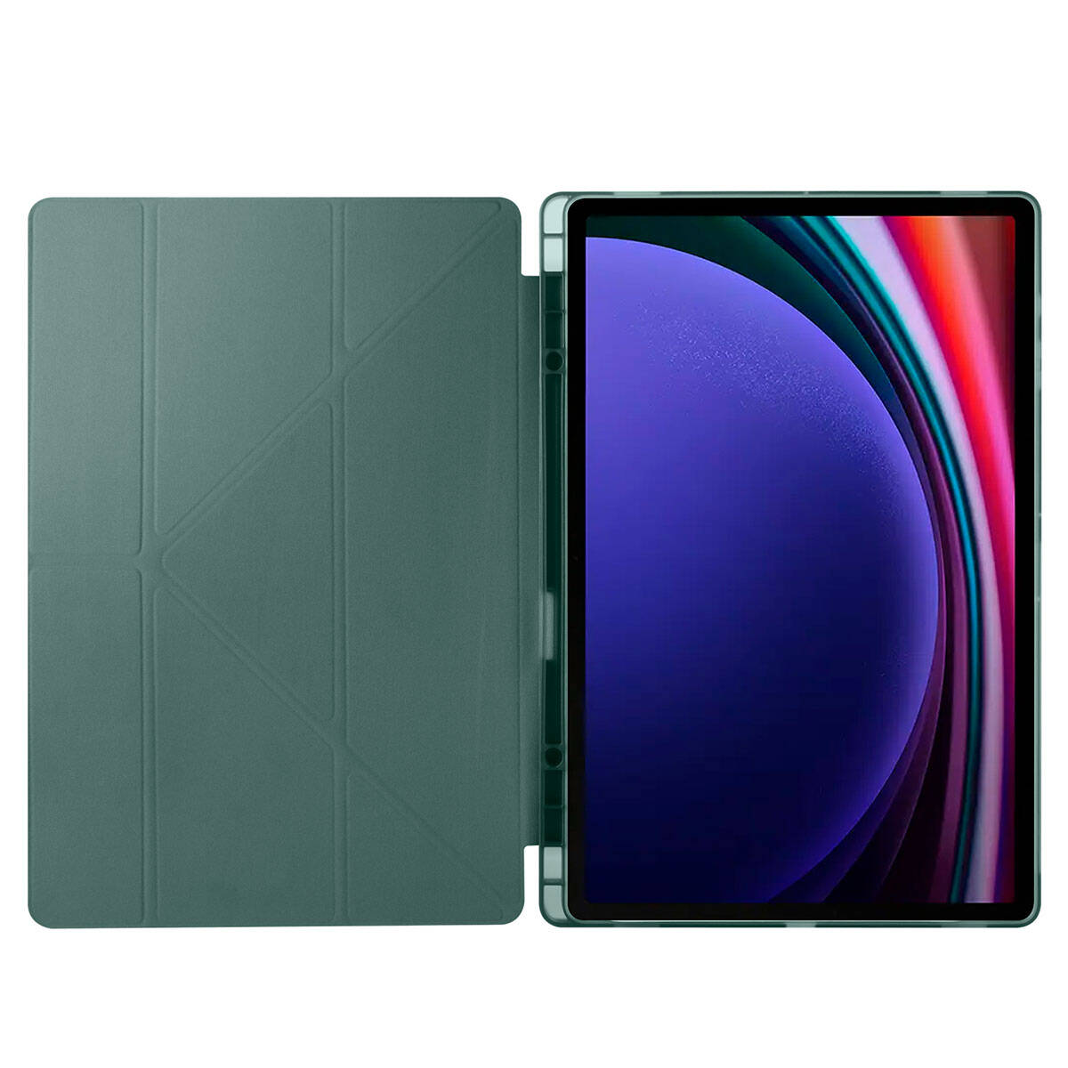 Galaxy Tab S10 Ultra Kılıf Zore Tri Folding Kalem Bölmeli Standlı Kılıf Mavi