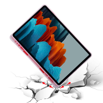 Galaxy Tab S7 Plus T970 Kılıf Zore Tri Folding Kalem Bölmeli Standlı Kılıf Mor