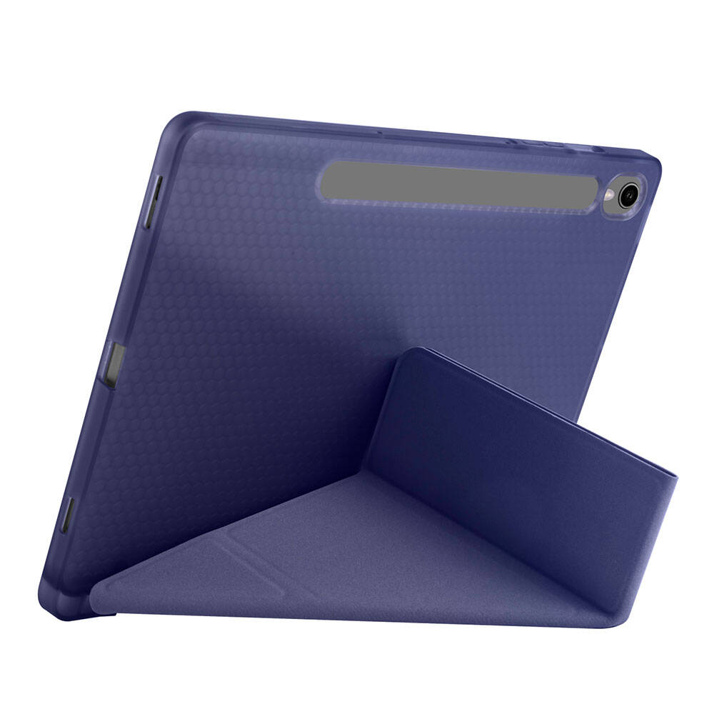 Galaxy Tab S9 FE Kılıf Zore Tri Folding Kalem Bölmeli Standlı Kılıf Mavi