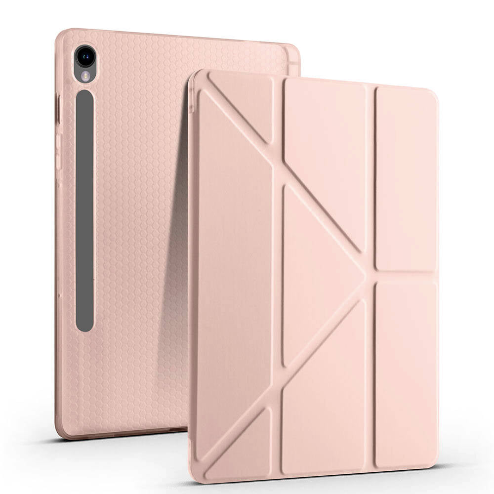 Galaxy Tab S9 FE Kılıf Zore Tri Folding Kalem Bölmeli Standlı Kılıf Mavi