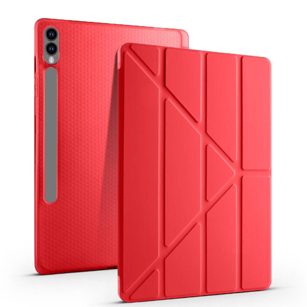 Galaxy Tab S9 FE Plus Kılıf Zore Tri Folding Kalem Bölmeli Standlı Kılıf Açık Yeşil