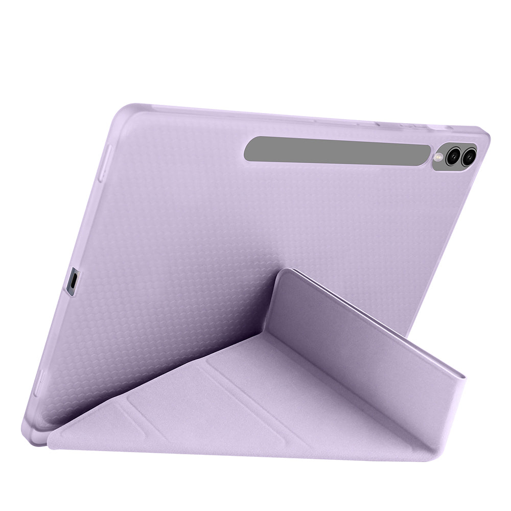 Galaxy Tab S9 FE Plus Kılıf Zore Tri Folding Kalem Bölmeli Standlı Kılıf Rose Gold