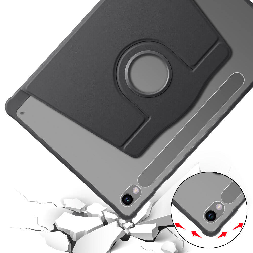 Galaxy Tab S9 Kılıf Zore Termik Kalem Bölmeli Dönebilen Standlı Kılıf Lavendery Gray