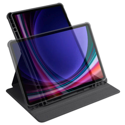 Galaxy Tab S9 Kılıf Zore Termik Kalem Bölmeli Dönebilen Standlı Kılıf Siyah