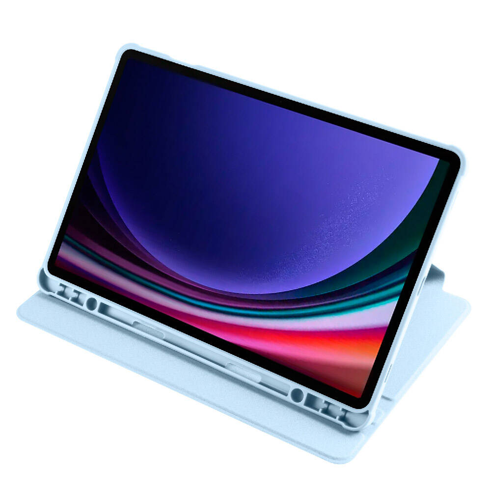 Galaxy Tab S9 Kılıf Zore Termik Kalem Bölmeli Dönebilen Standlı Kılıf Mavi