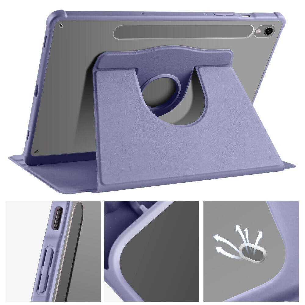 Galaxy Tab S9 Kılıf Zore Termik Kalem Bölmeli Dönebilen Standlı Kılıf Siyah