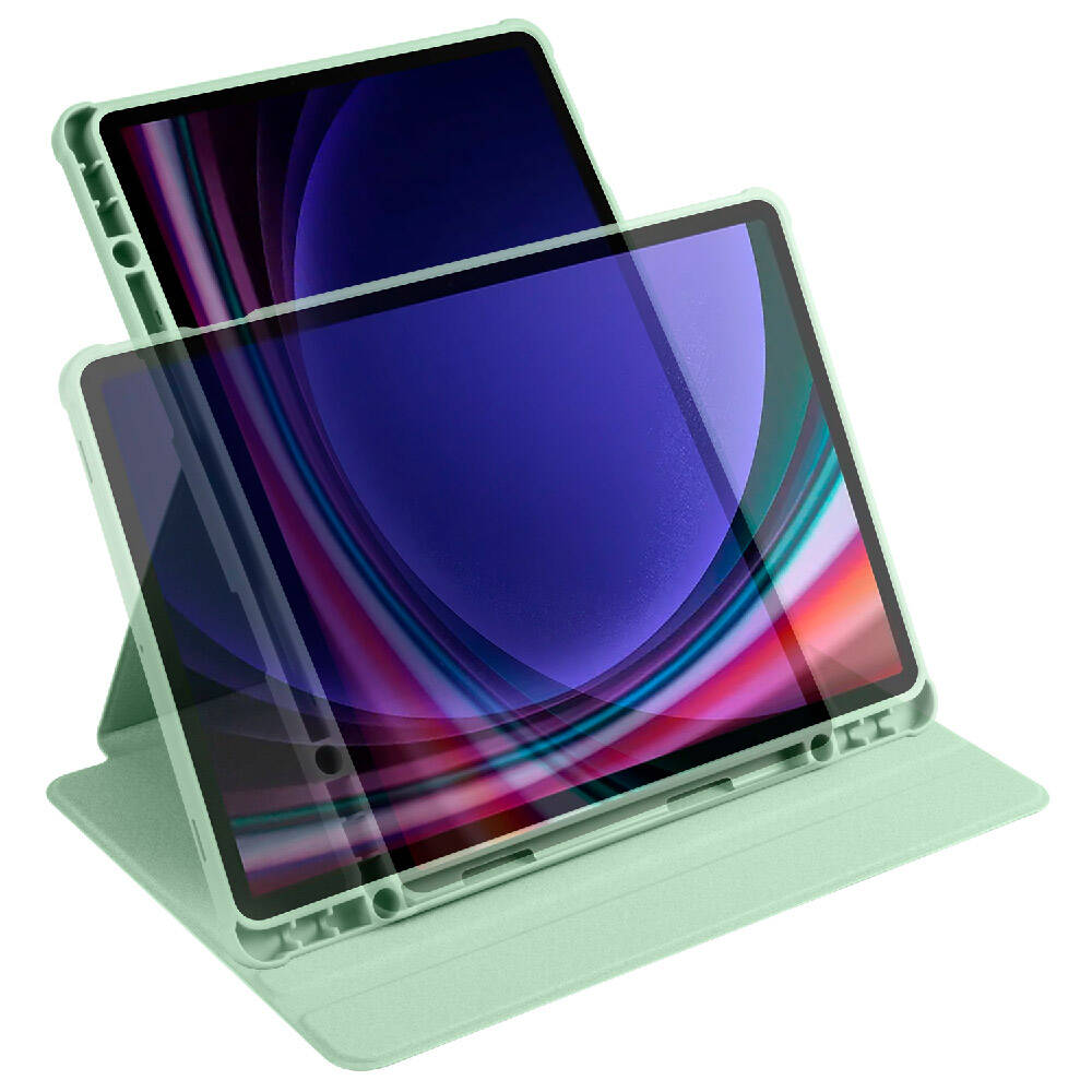 Galaxy Tab S9 Kılıf Zore Termik Kalem Bölmeli Dönebilen Standlı Kılıf Koyu Yeşil
