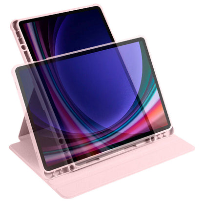 Galaxy Tab S9 Kılıf Zore Termik Kalem Bölmeli Dönebilen Standlı Kılıf Lavendery Gray