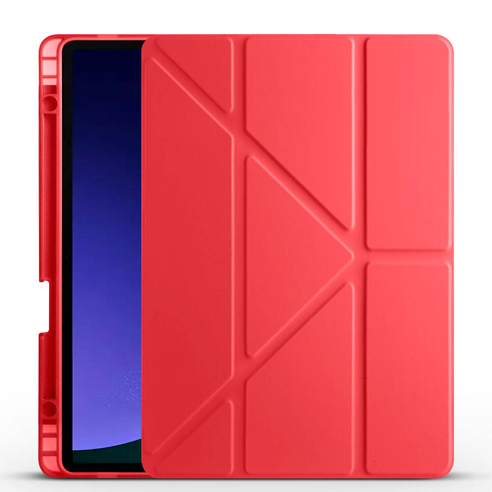 Galaxy Tab S9 Kılıf Zore Tri Folding Kalem Bölmeli Standlı Kılıf Siyah