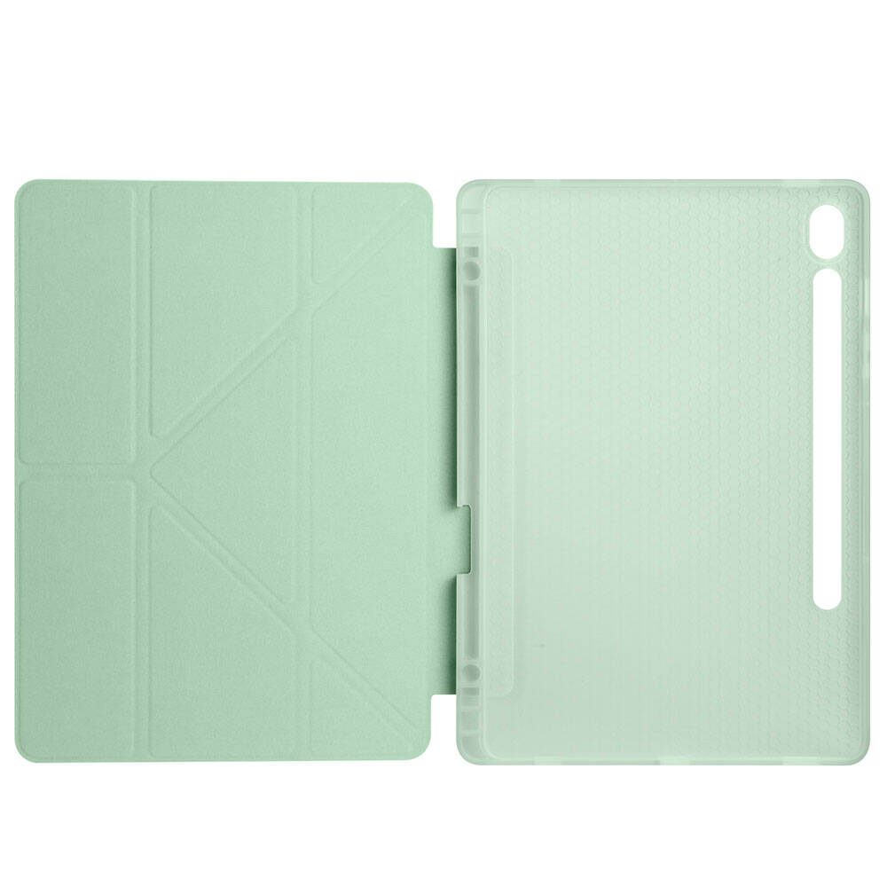 Galaxy Tab S9 Kılıf Zore Tri Folding Kalem Bölmeli Standlı Kılıf Koyu Yeşil