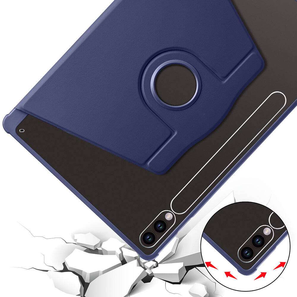 Galaxy Tab S9 Plus Kılıf Zore Termik Kalem Bölmeli Dönebilen Standlı Kılıf Lacivert