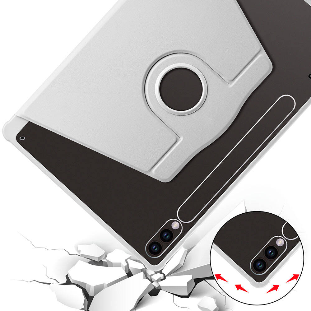 Galaxy Tab S9 Plus Kılıf Zore Termik Kalem Bölmeli Dönebilen Standlı Kılıf Mavi