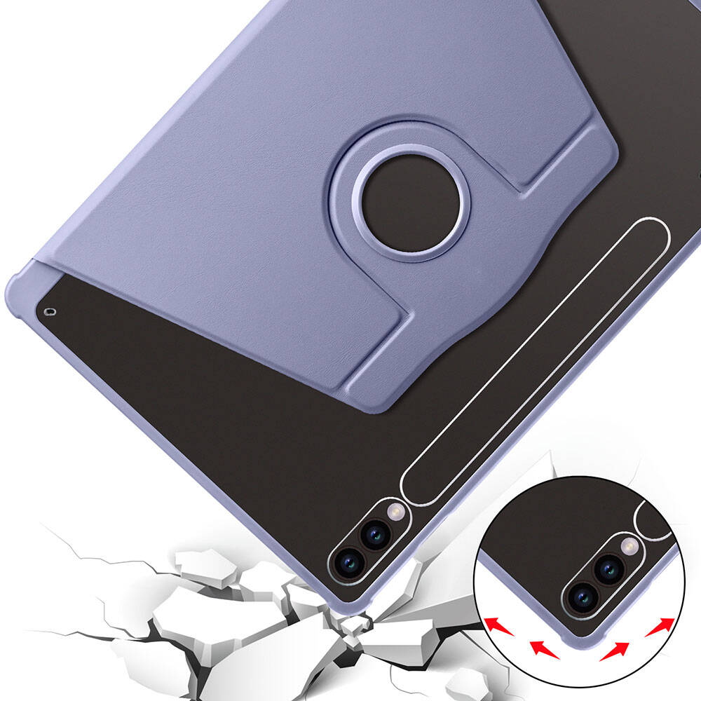 Galaxy Tab S9 Plus Kılıf Zore Termik Kalem Bölmeli Dönebilen Standlı Kılıf Lacivert