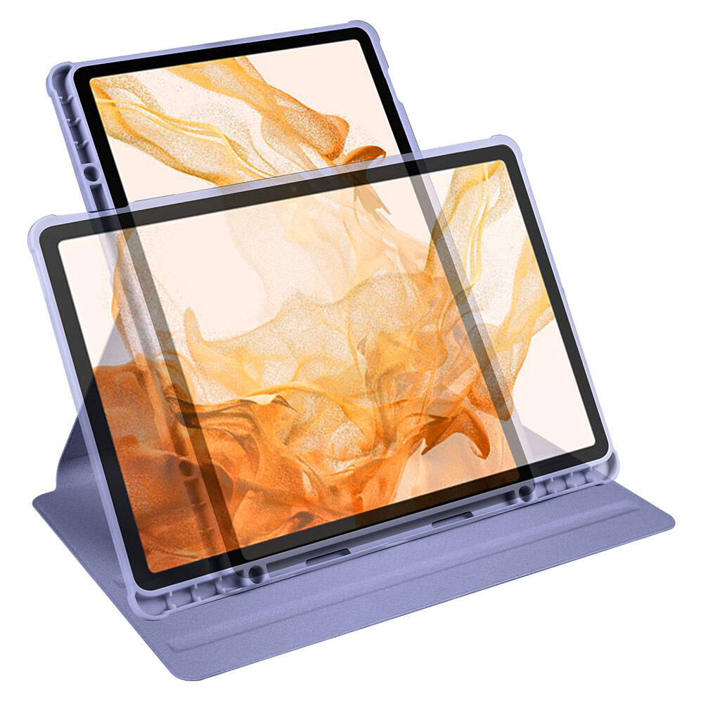 Galaxy Tab S9 Plus Kılıf Zore Termik Kalem Bölmeli Dönebilen Standlı Kılıf Gri