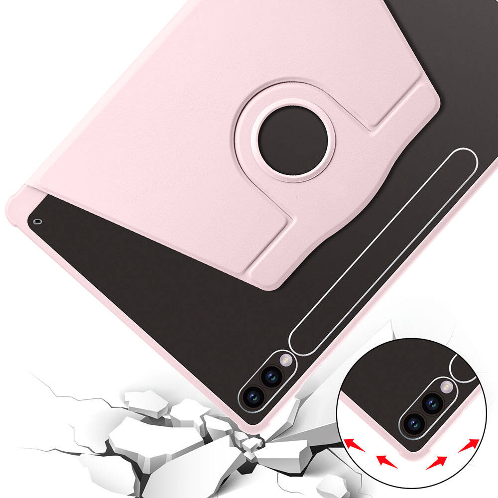 Galaxy Tab S9 Plus Kılıf Zore Termik Kalem Bölmeli Dönebilen Standlı Kılıf Mavi