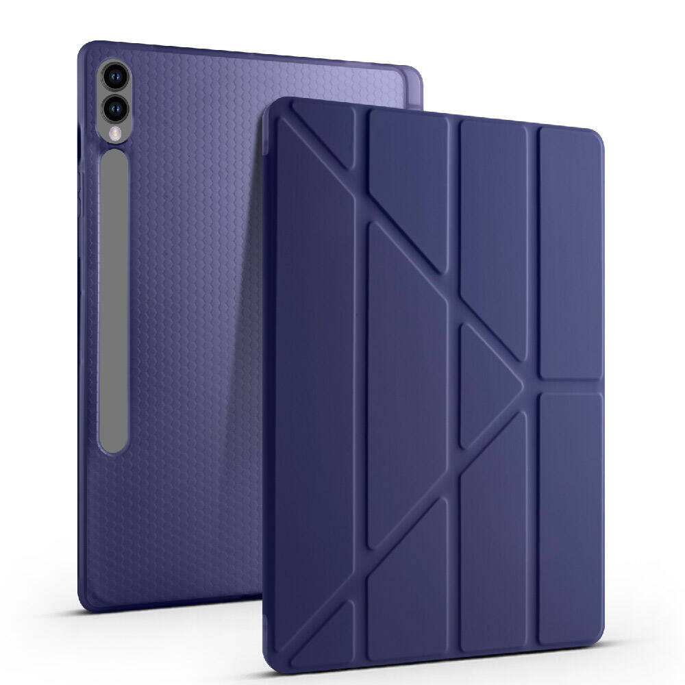 Galaxy Tab S9 Plus Kılıf Zore Tri Folding Kalem Bölmeli Standlı Kılıf Siyah