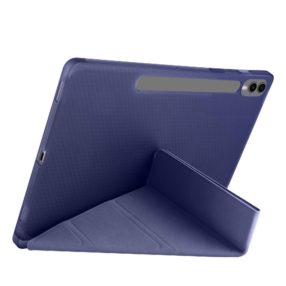 Galaxy Tab S9 Plus Kılıf Zore Tri Folding Kalem Bölmeli Standlı Kılıf Siyah