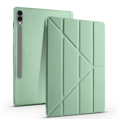 Galaxy Tab S9 Plus Kılıf Zore Tri Folding Kalem Bölmeli Standlı Kılıf Rose Gold