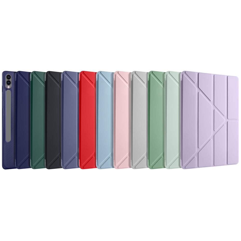 Galaxy Tab S9 Plus Kılıf Zore Tri Folding Kalem Bölmeli Standlı Kılıf Lacivert