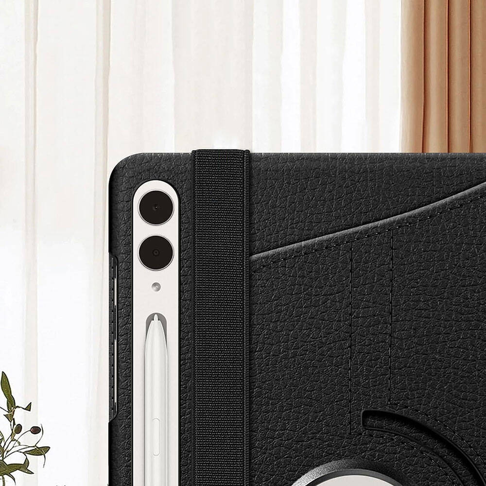 Galaxy Tab S9 Plus Zore Dönebilen Standlı Kılıf Siyah