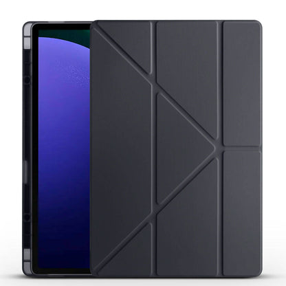Galaxy Tab S9 Ultra Kılıf Zore Tri Folding Kalem Bölmeli Standlı Kılıf Mavi