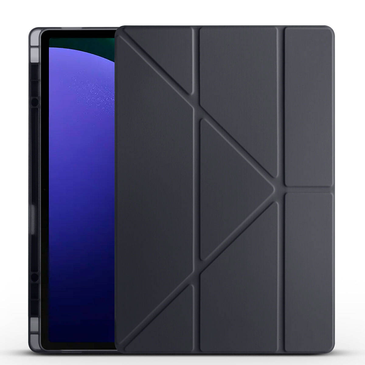 Galaxy Tab S9 Ultra Kılıf Zore Tri Folding Kalem Bölmeli Standlı Kılıf Mor