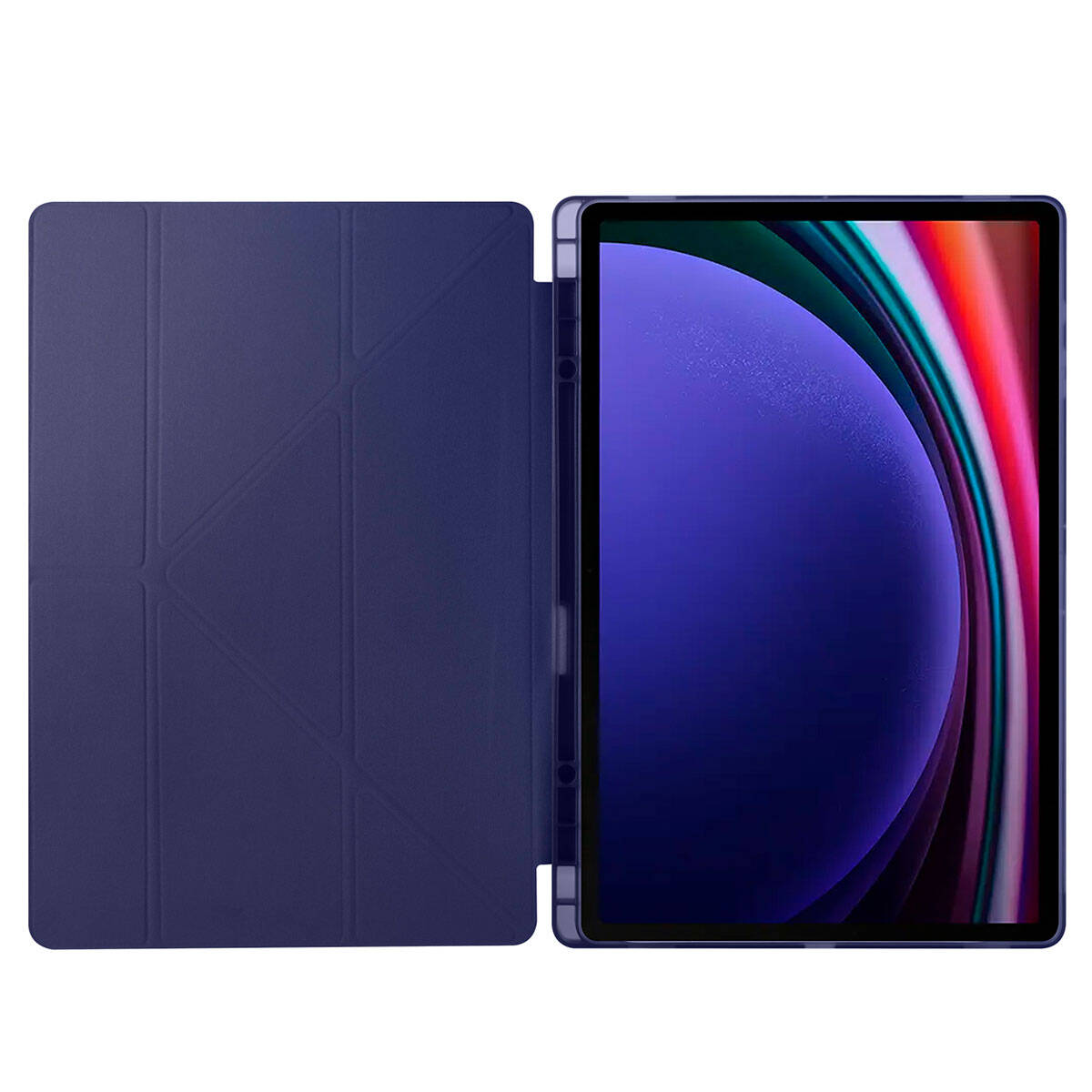 Galaxy Tab S9 Ultra Kılıf Zore Tri Folding Kalem Bölmeli Standlı Kılıf Kırmızı